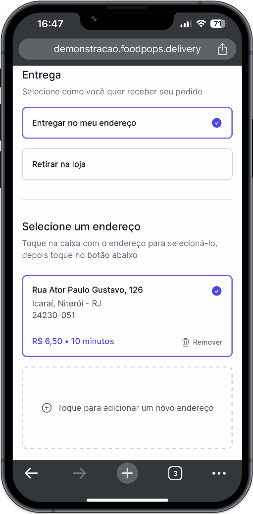 Atualização do status do pedido para o cliente